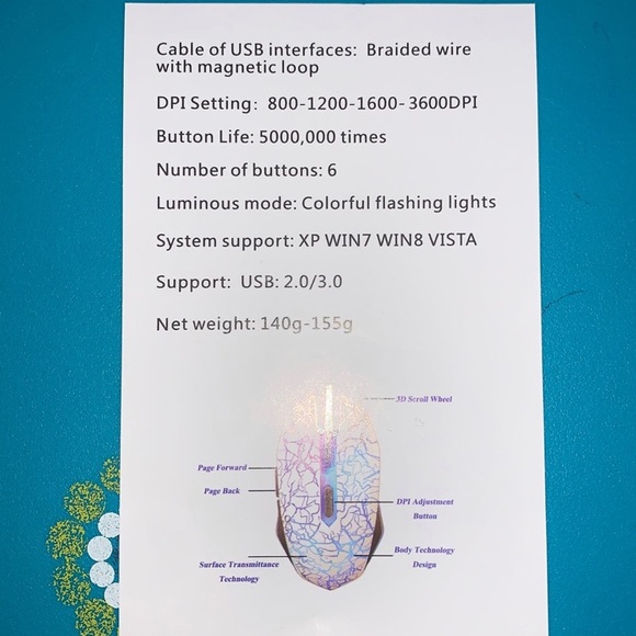 New Bengoo gaming mouse wired optical computer laptop gamer LED - Picture 3 of 7